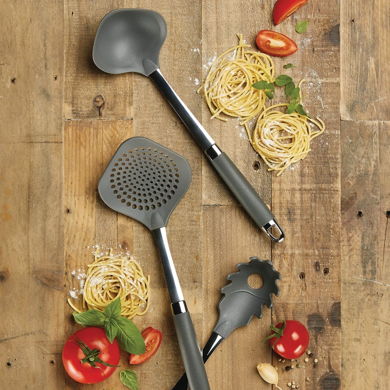 Anolon Gadgets Utensil Kitchen Pasta Cooking Tools Set, 3 Piece, Graphite Gray - Image 2